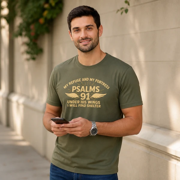 Under His Wings (Psalms 91) - Olive Drab Green