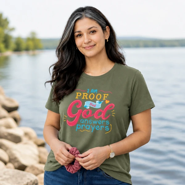 I Am Proof God Answers Prayers - Olive Drab Green