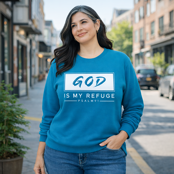 God Is My Refuge (Psalm 91) - Neon Blue