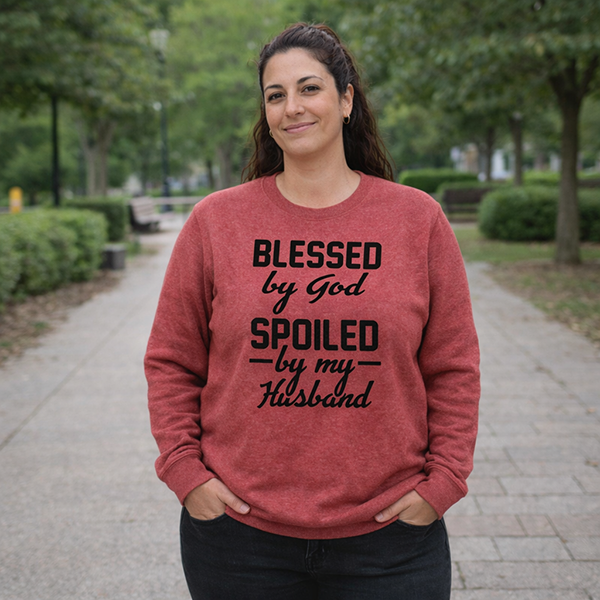 Blessed by God, Spoiled by My Husband - Heather Red