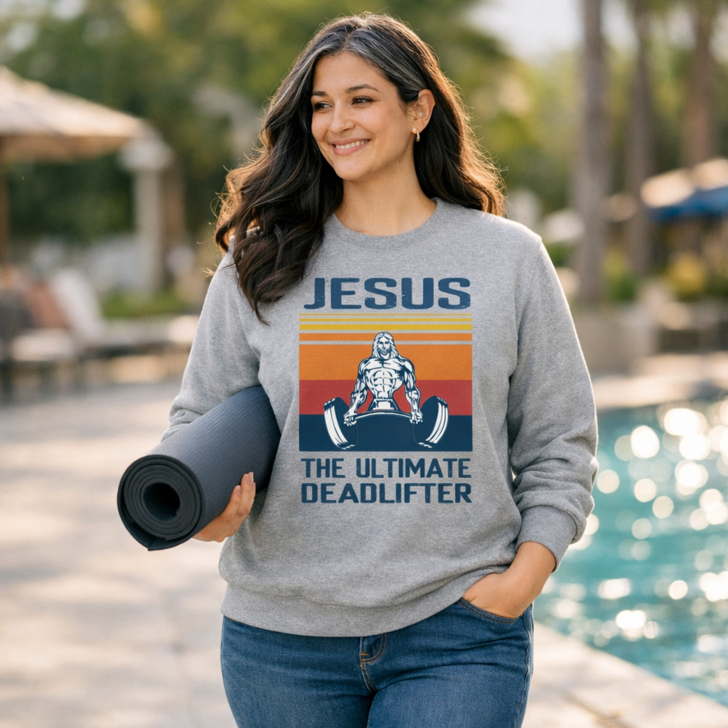 Jesus the Ultimate Deadlifter - Athletic Heather