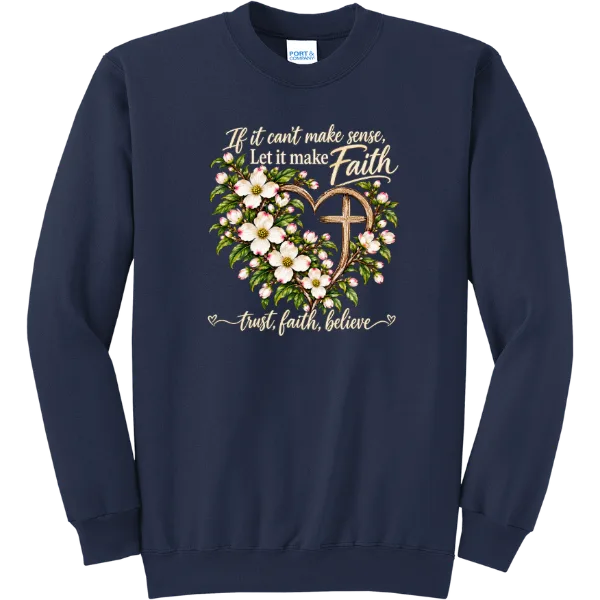 Let It Make Faith Floral Heart - Navy