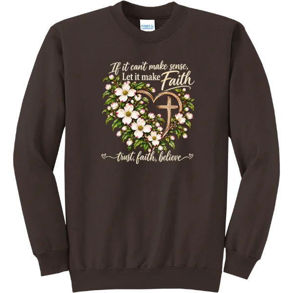 Let It Make Faith Floral Heart - Dark Chocolate Brown
