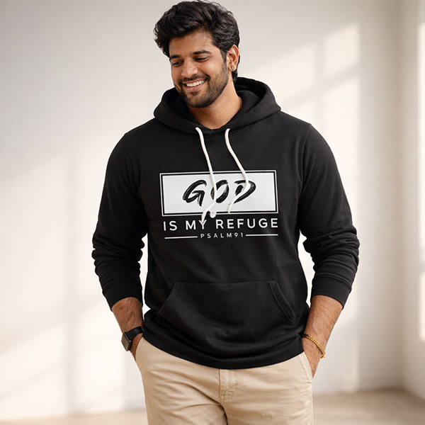 God Is My Refuge (Psalm 91) - Charcoal Grey