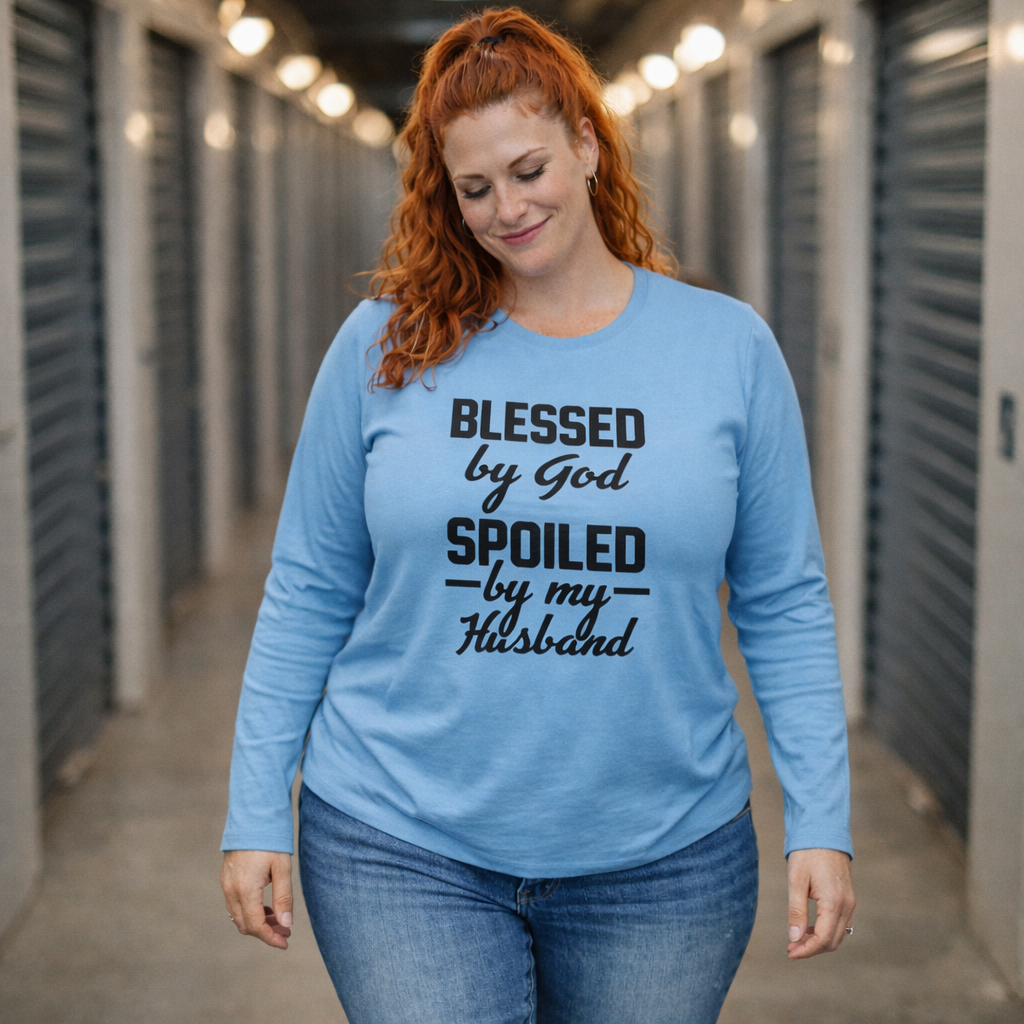 Blessed by God, Spoiled by My Husband - Carolina Blue