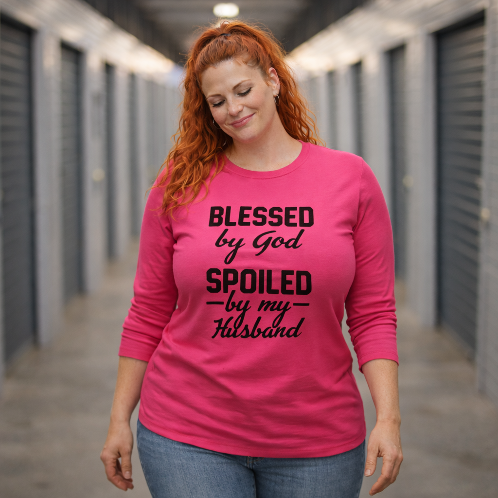Blessed by God, Spoiled by My Husband - Neon Pink