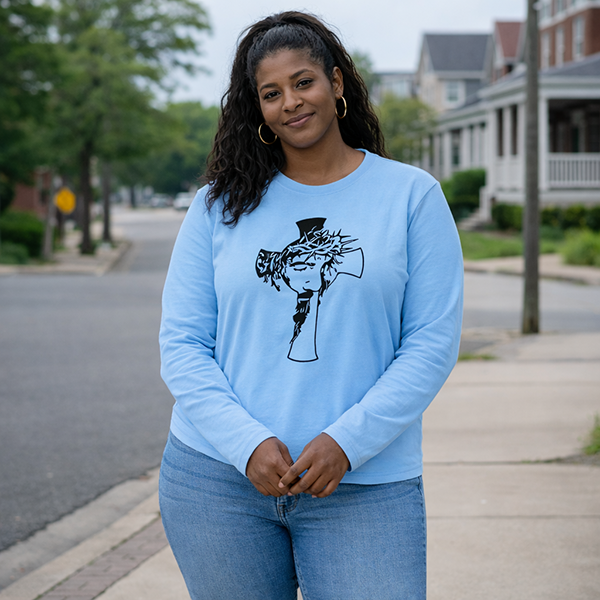 Crowned Cross - Carolina Blue