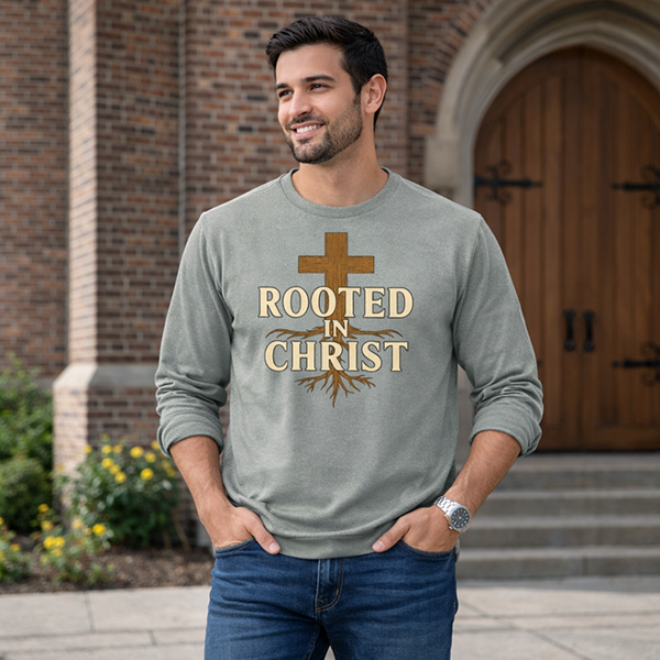 Rooted In Christ - Grey Concrete Heather