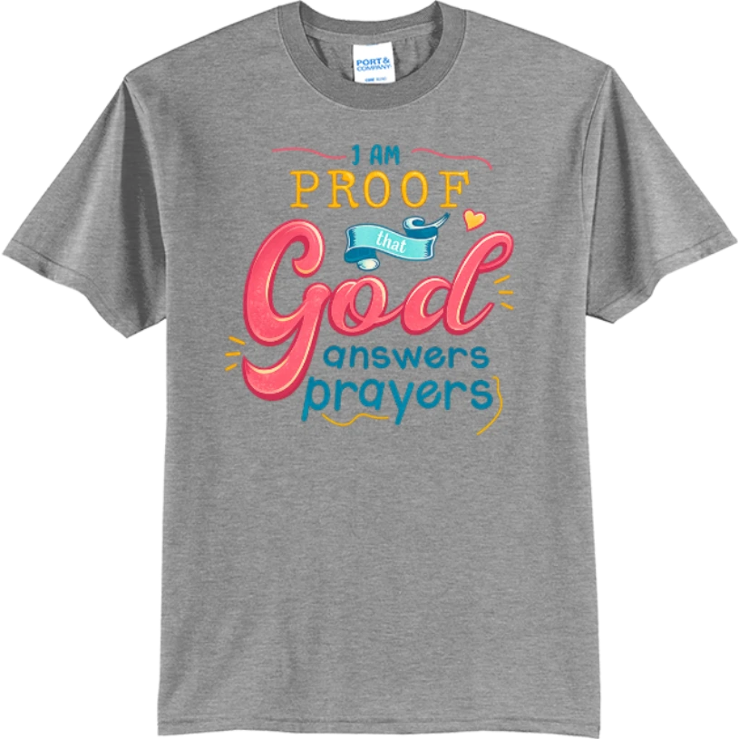 I Am Proof God Answers Prayers - Athletic Heather